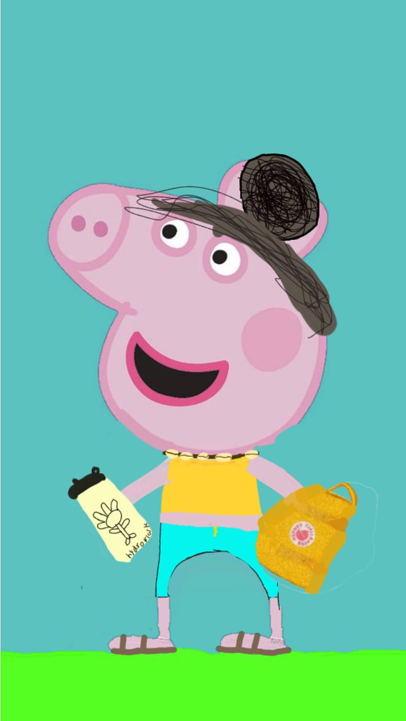 A pig with sunglasses and carrying something in his hand - Peppa Pig