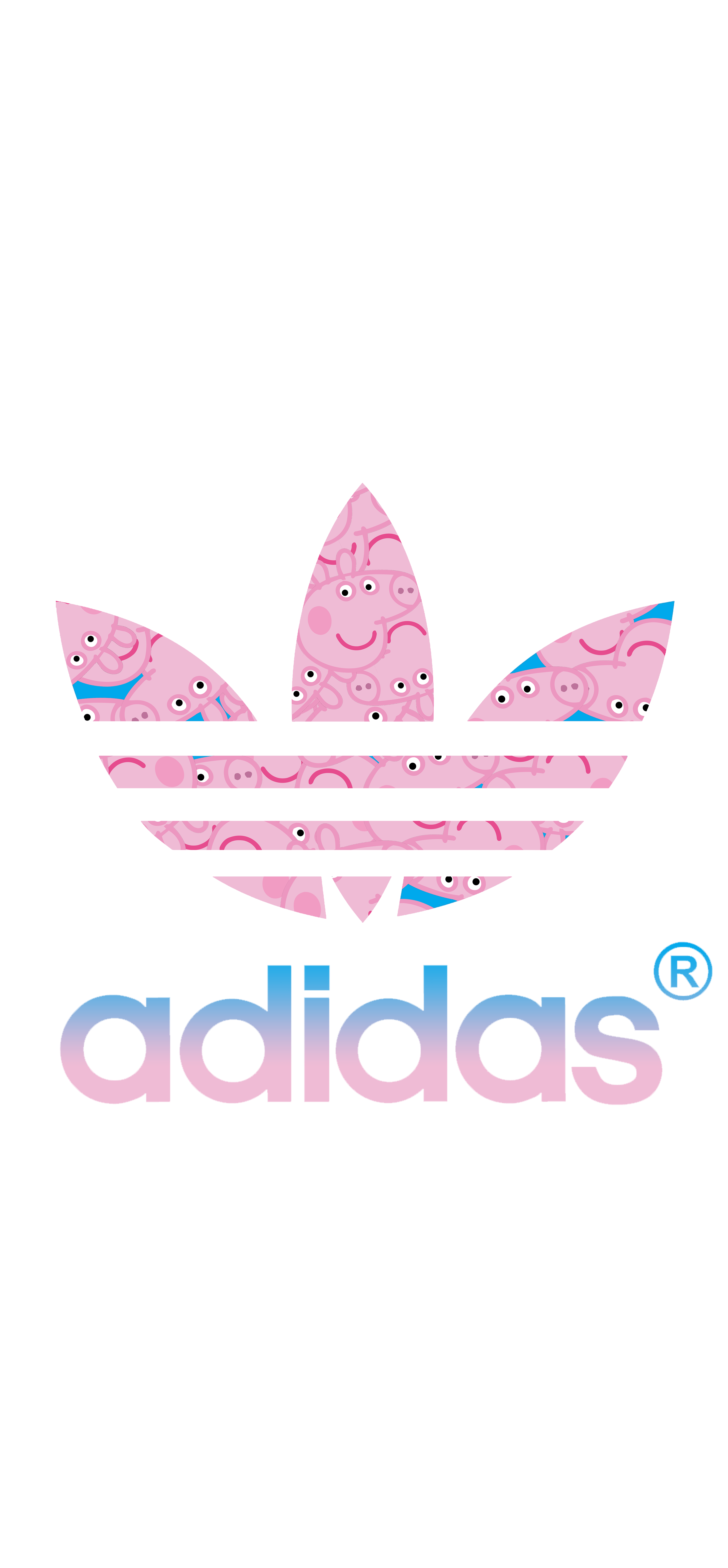 Adidas logo with pink and blue colors - Peppa Pig
