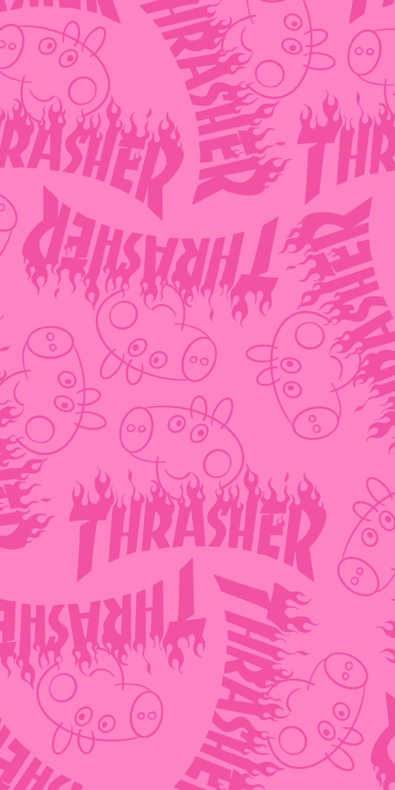 Peppa Pig Thrasher Pink Wallpaper Thrasher Wallpaper for iPhone