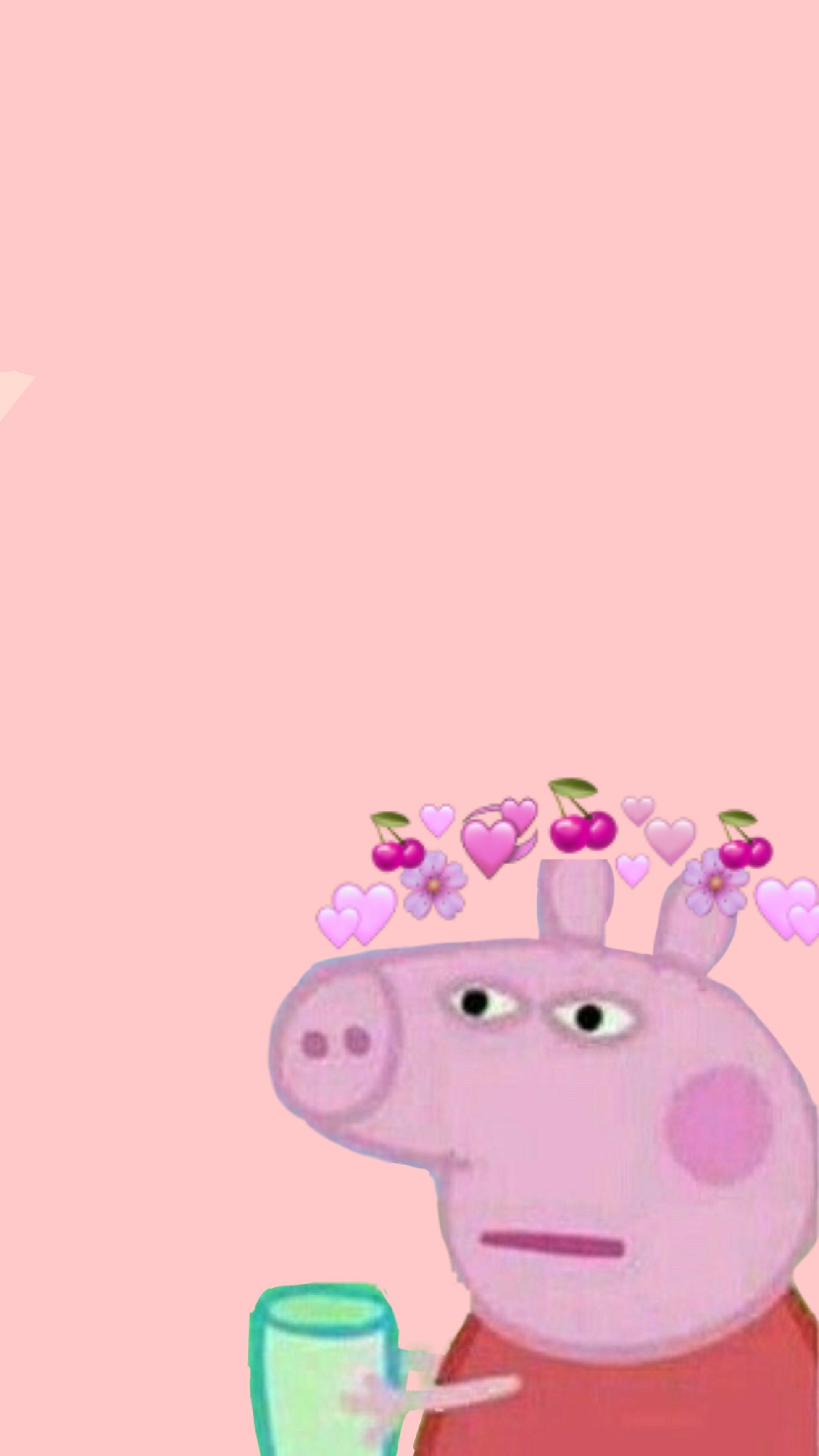 Pig with a cup of tea and cherries - Peppa Pig