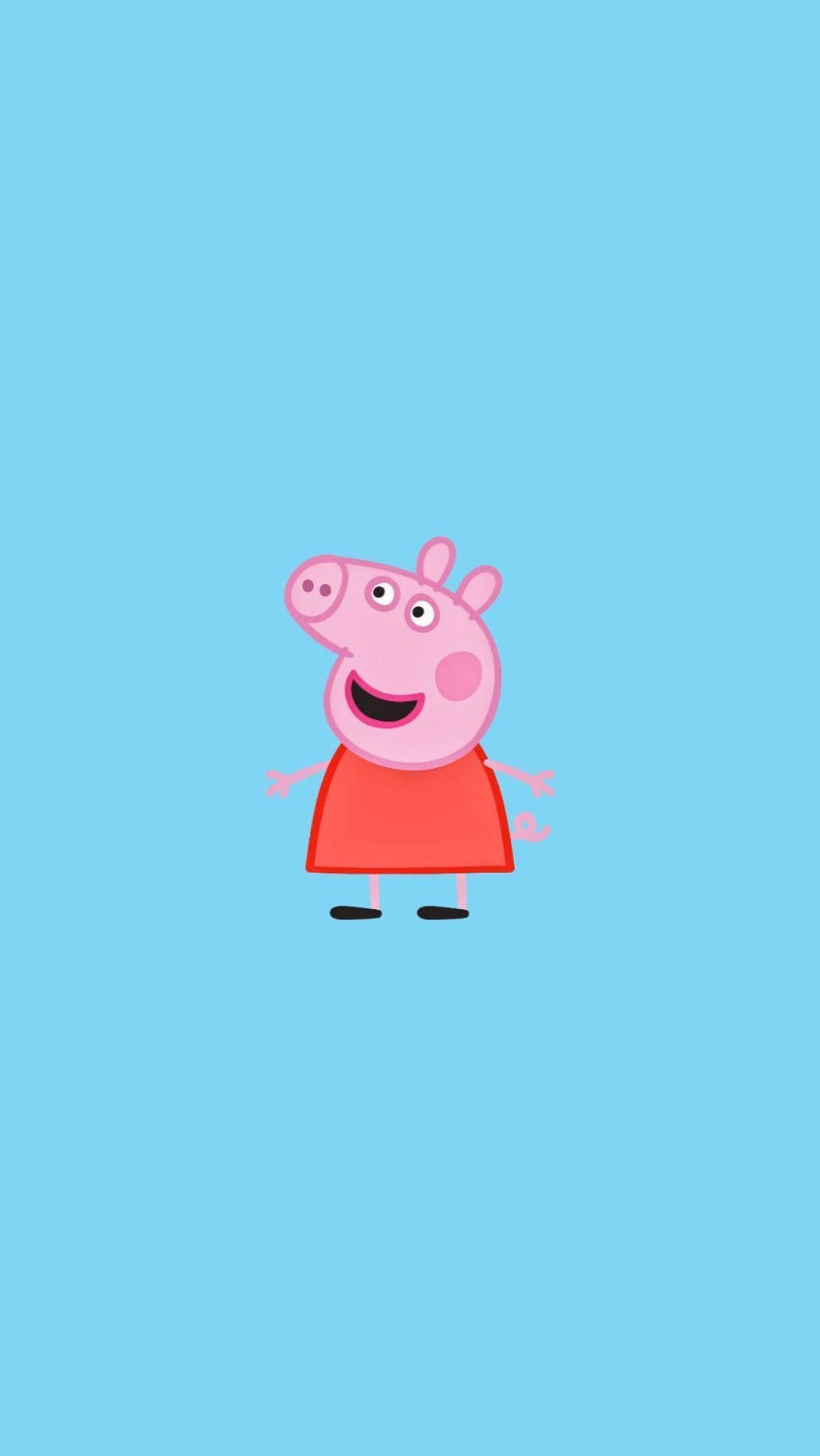 Pig in a red dress on blue background - Peppa Pig