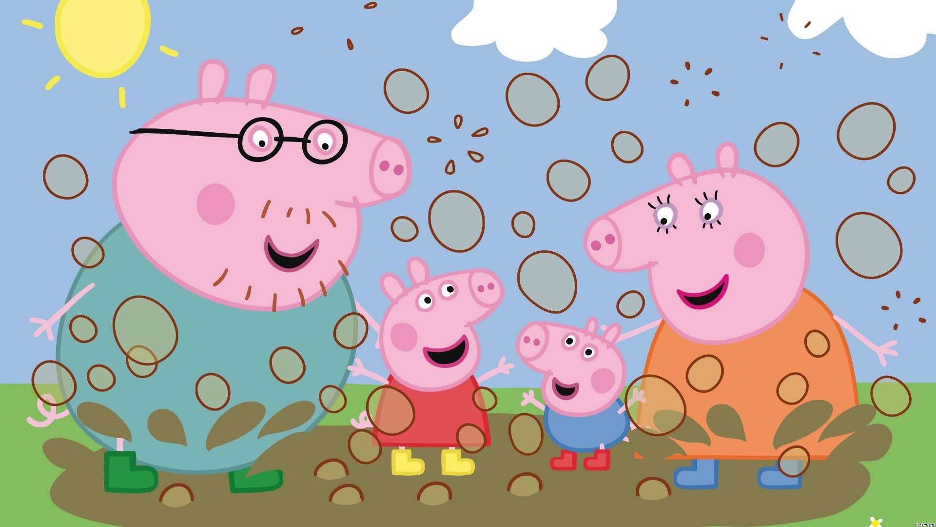 A cartoon of pepa and his family - Peppa Pig, George Pig