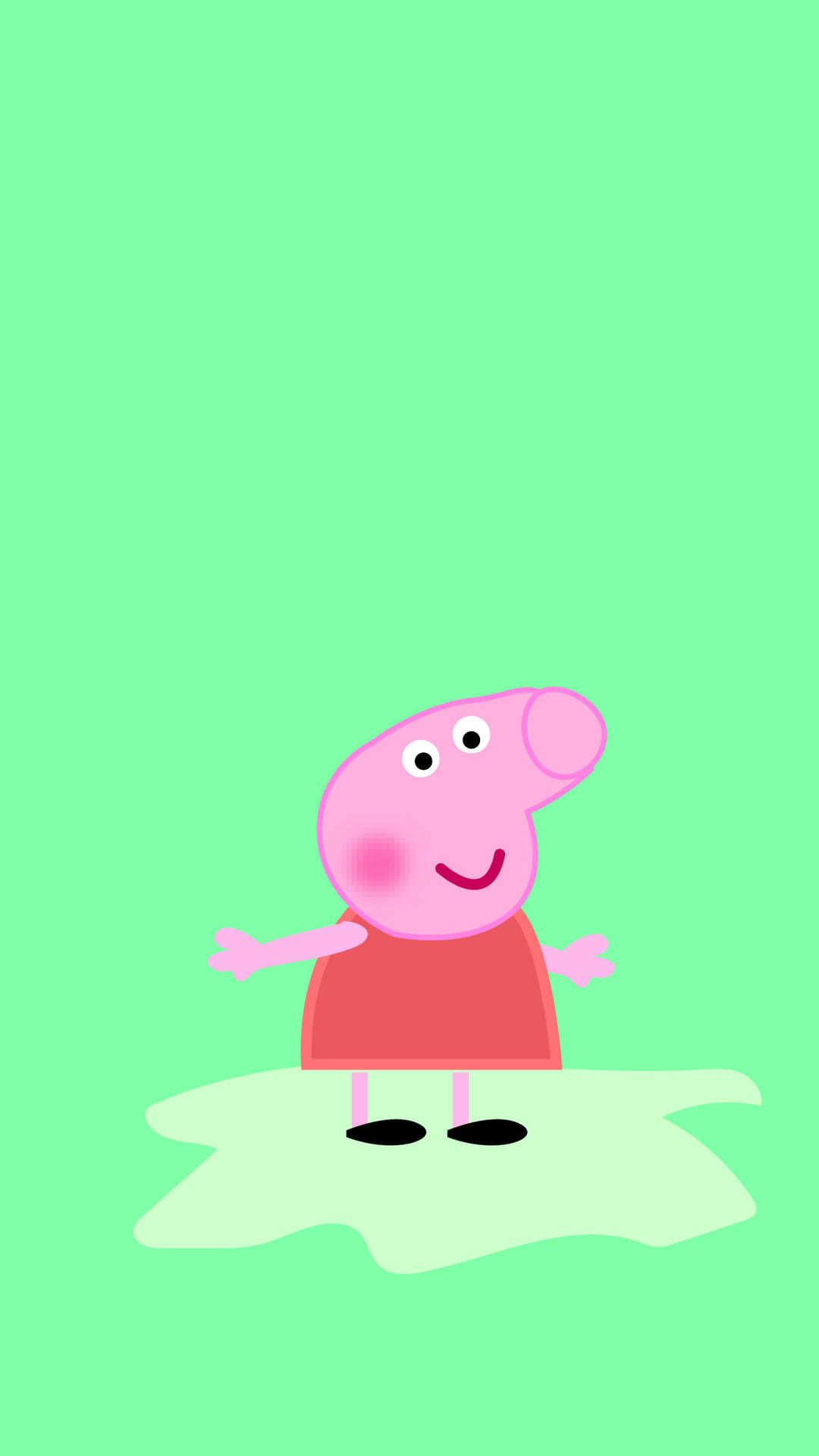 Download Peppa Pig iPhone No Ears Green Background Wallpaper