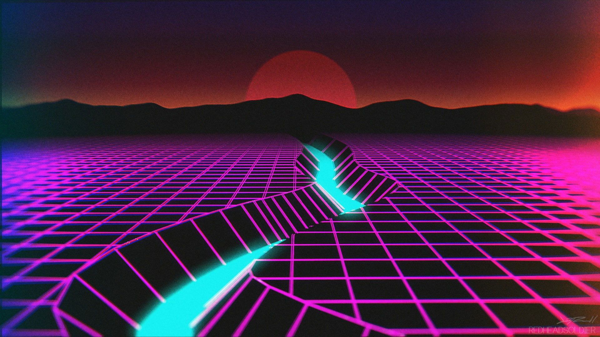 Wallpaper Wireframe, Synthwave, New Retro Wave