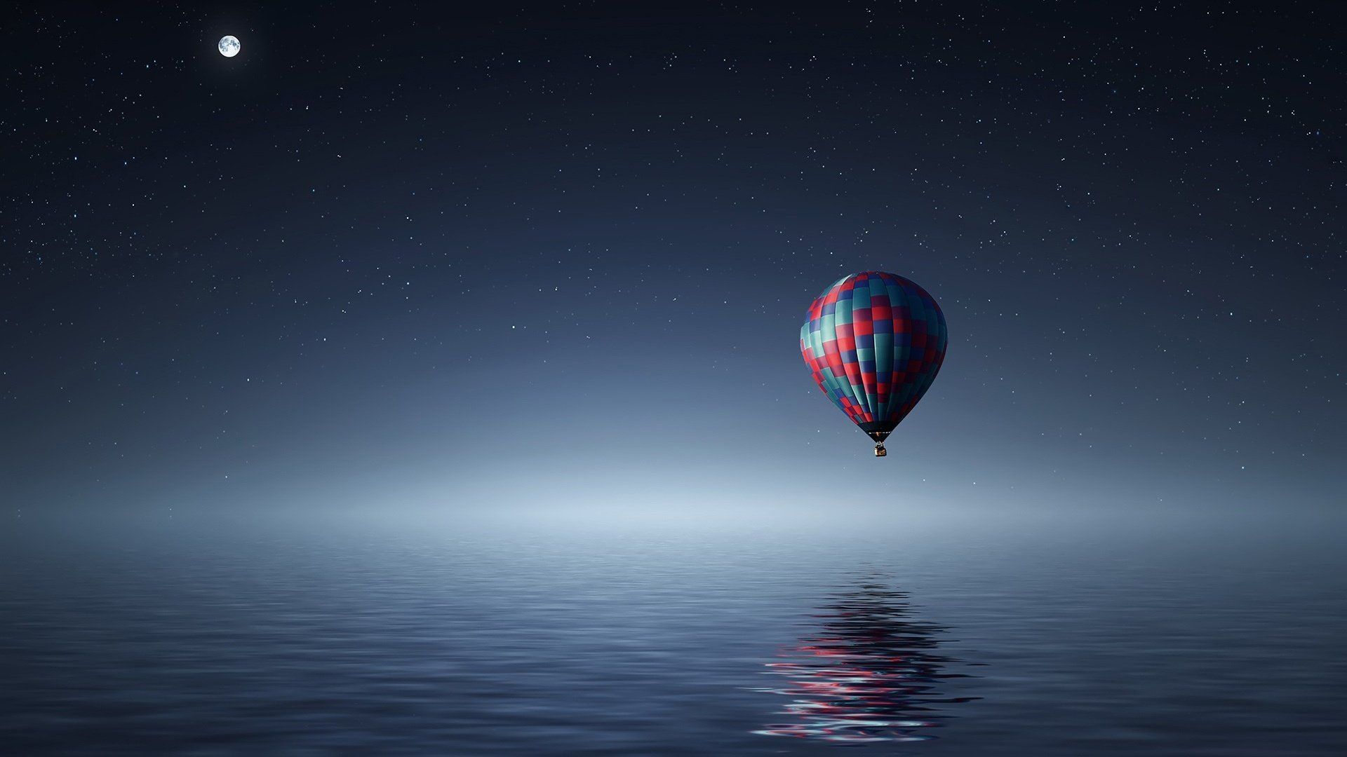 Hot Air Balloon Over Sea HD wallpaper