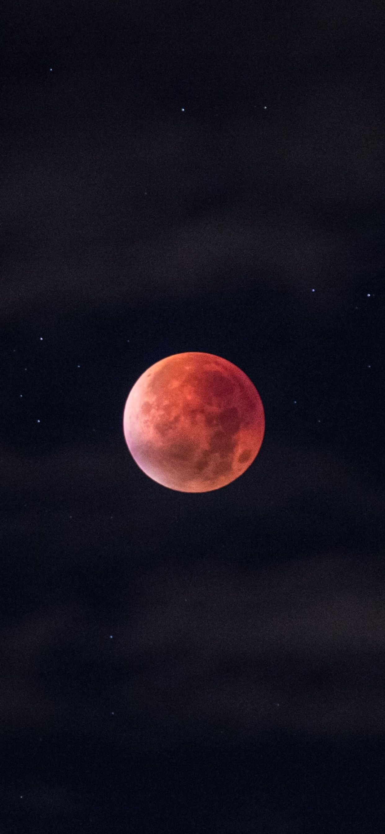 A blood moon is seen in the night sky - Eclipse