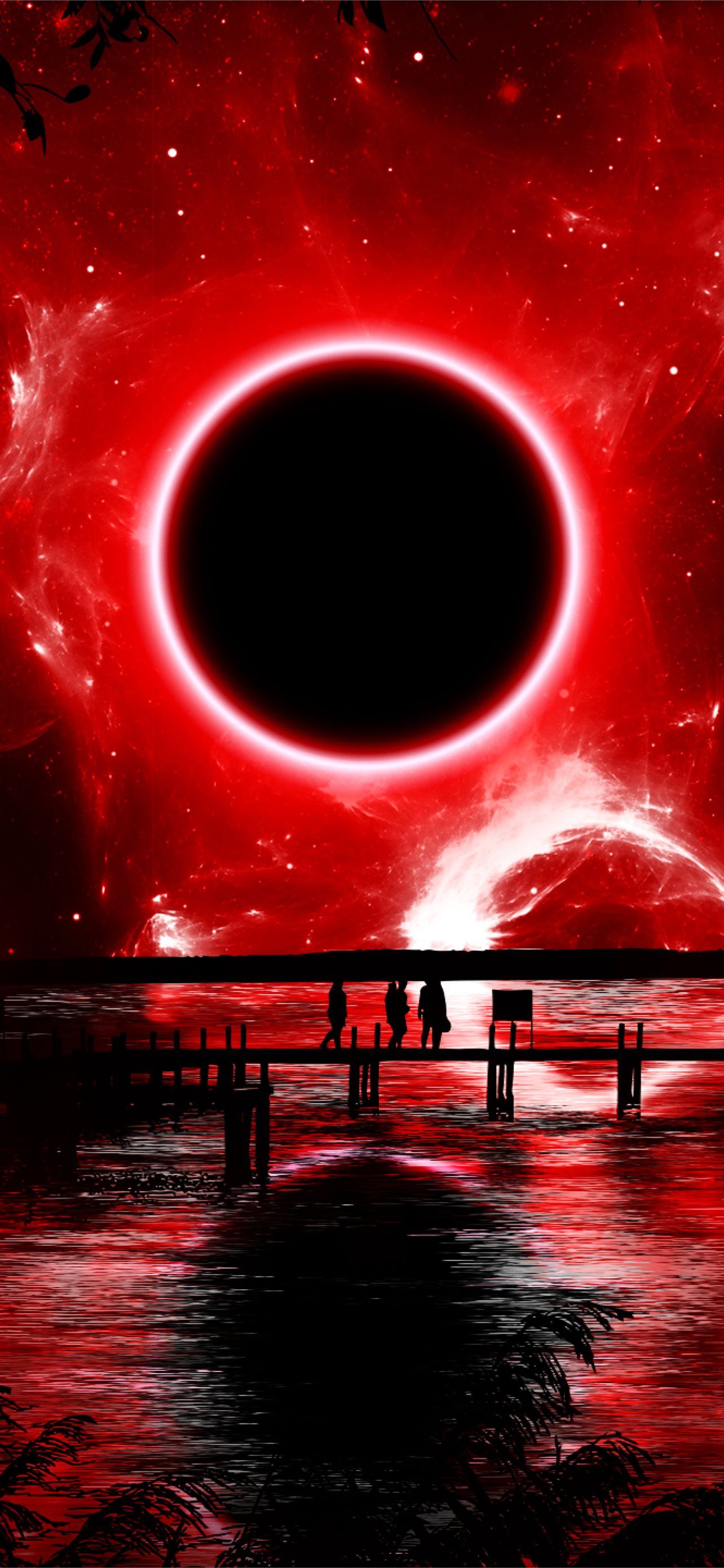 Red Eclipse Digital Art Resolution HD Space 4K Ima. iPhone Wallpaper Free Download
