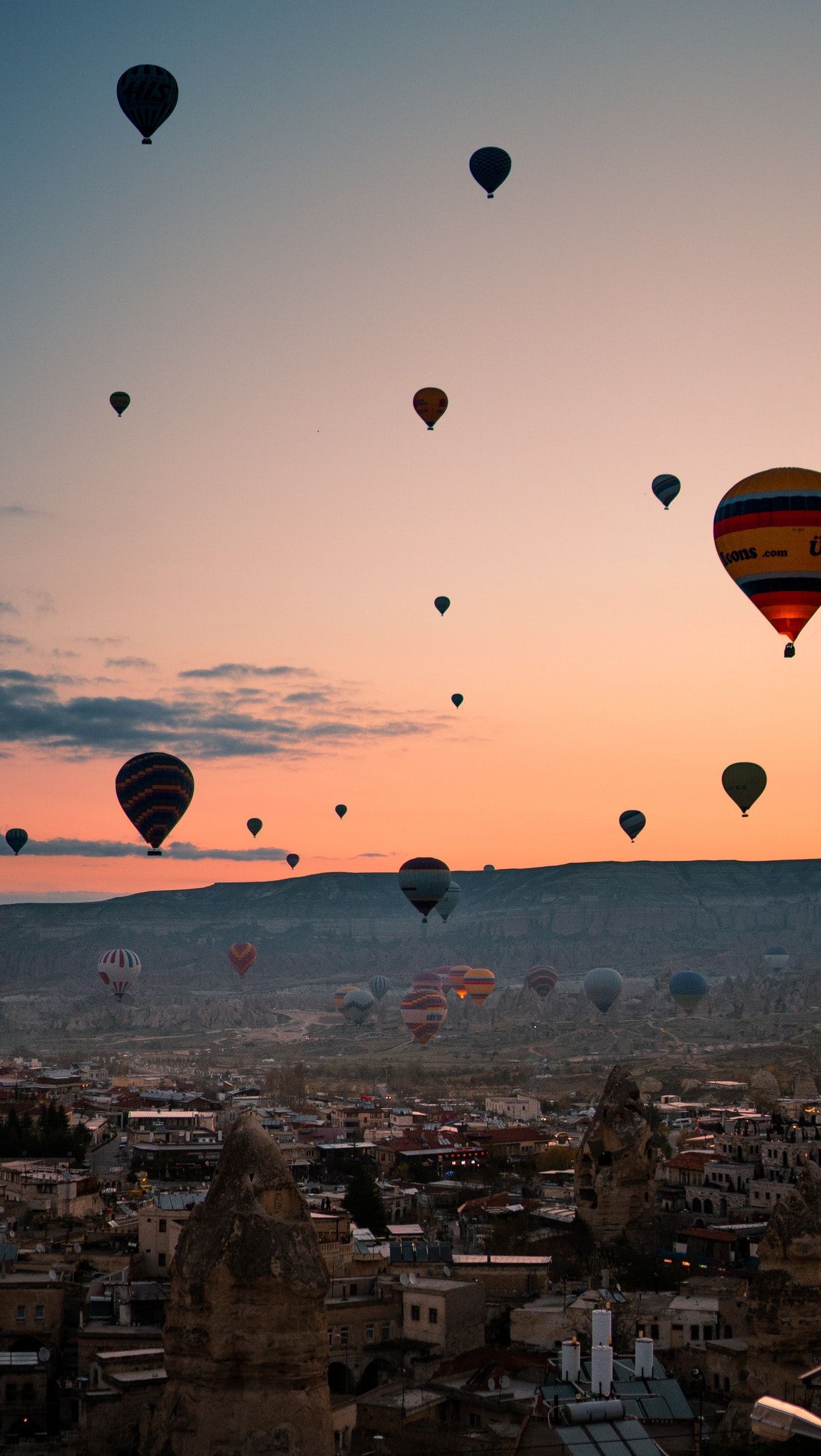 A group of hot air balloons flying in the sky - Hot air balloons