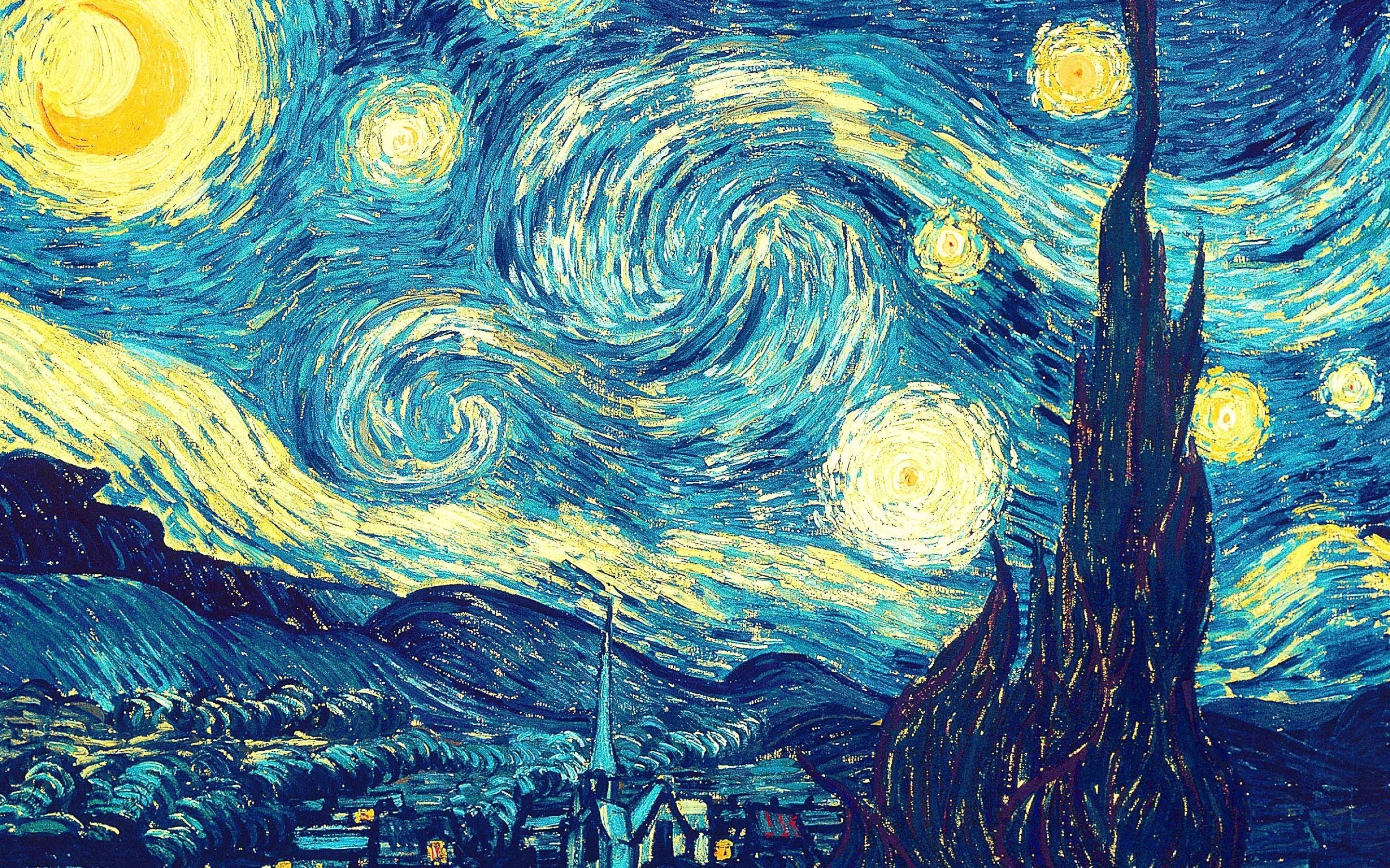 Download Starry Night Aesthetic Art Desktop Wallpaper