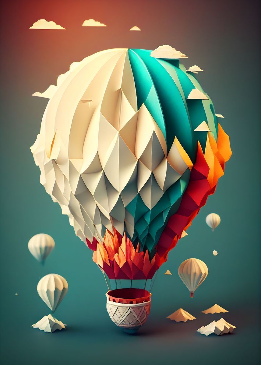 Digital illustration of a hot air balloon in the sky - Hot air balloons