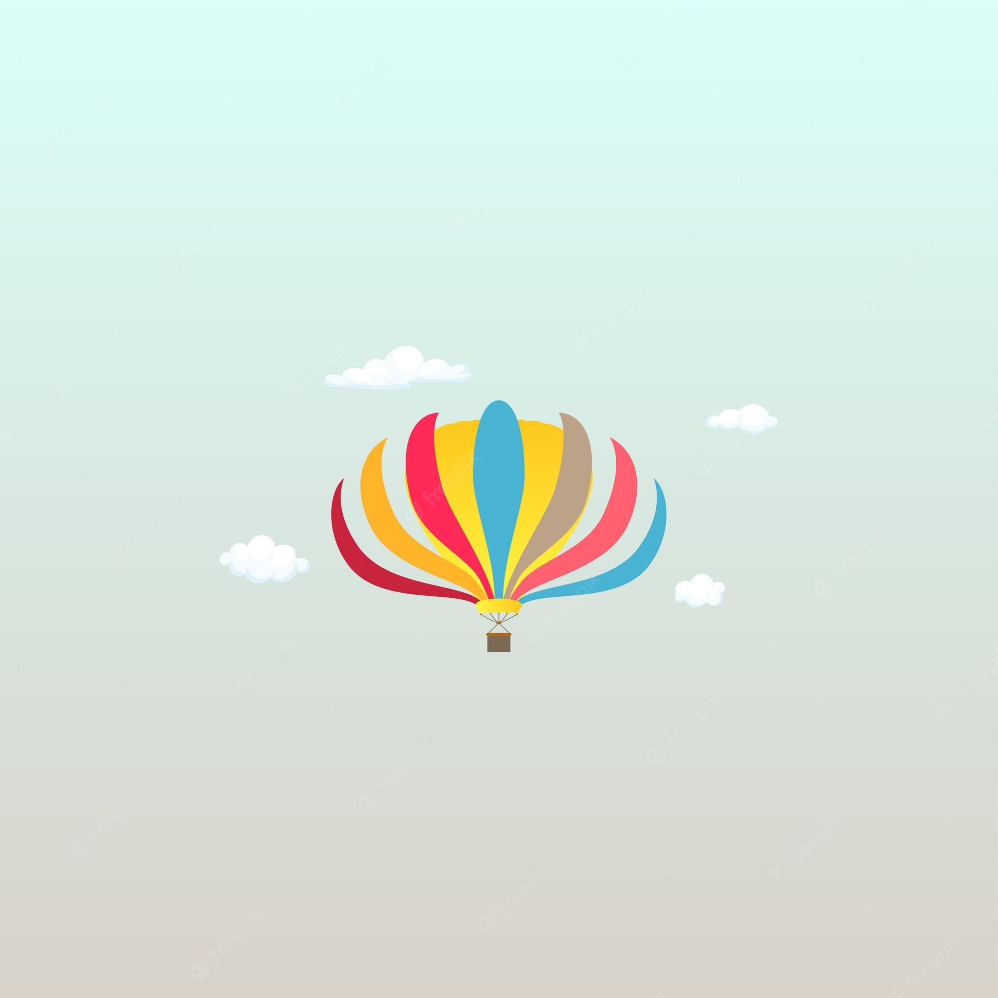 Premium Vector. Hot air balloon opening like a flower, minimal background, wallpaper, vector