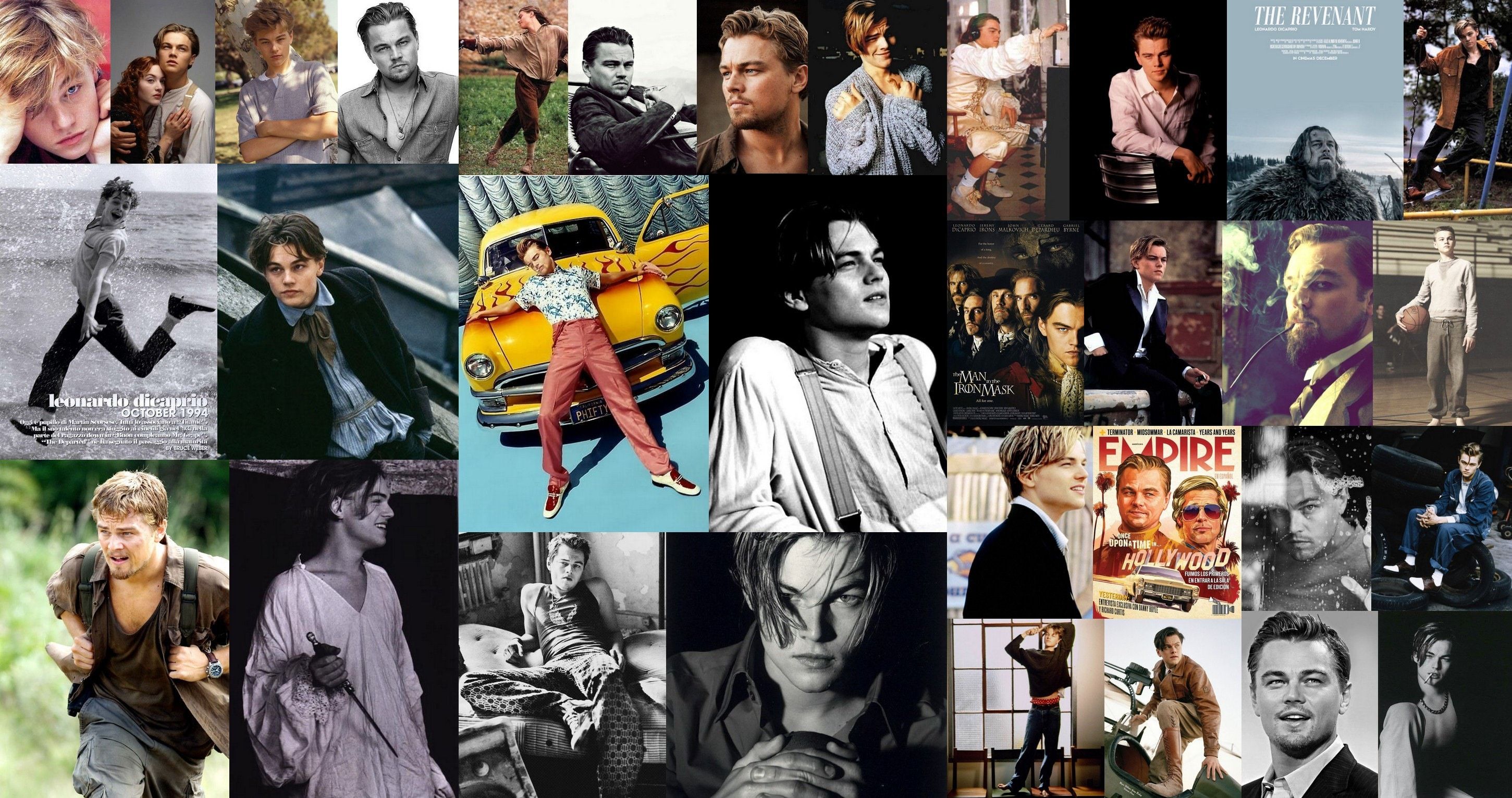 A collage of pictures with different people in them - Leonardo DiCaprio