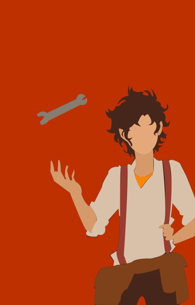 Anime phone wallpaper of a boy with a wrench - Leo Valdez