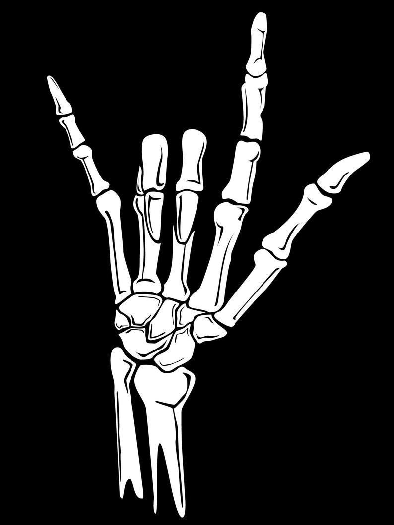 A skeleton hand making the sign of peace - Hand drawn