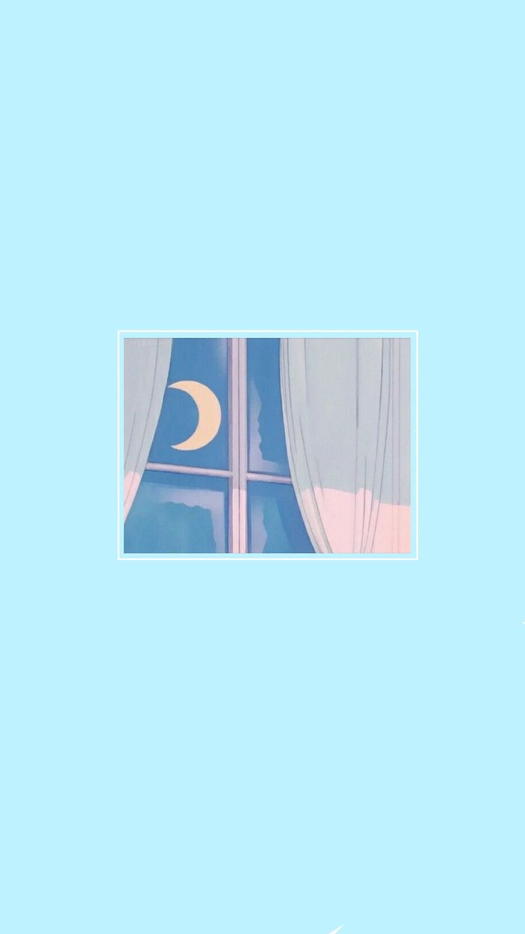 Aesthetic blue background with a crescent moon in the window - Baby