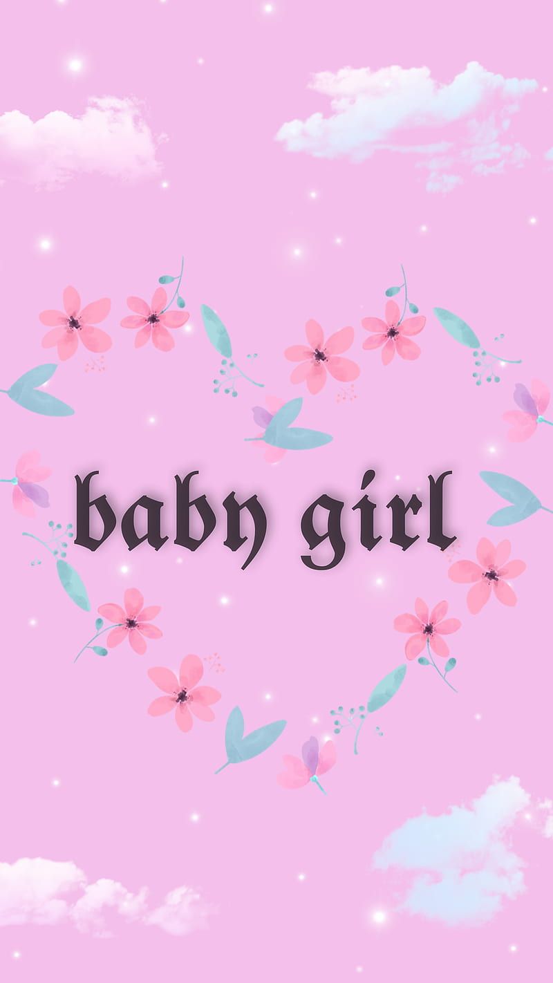 Baby girl, baby, clouds, flowers, love, pink, pinky, HD phone wallpaper