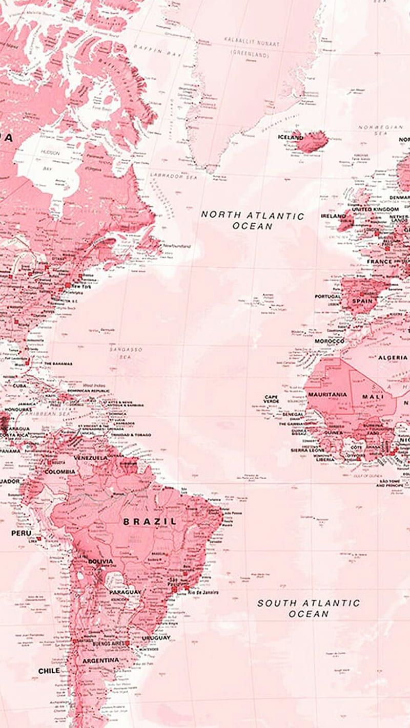 A map of the world in pink - Atlas