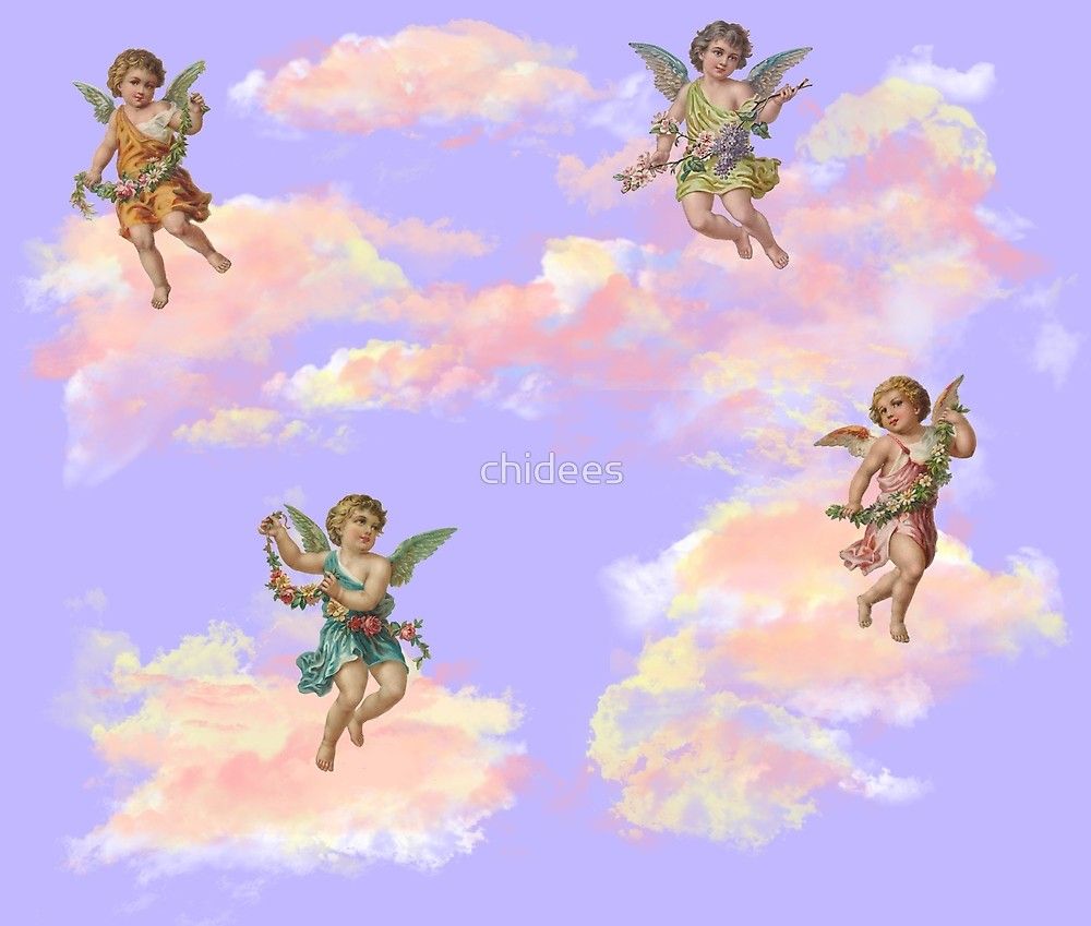 Four angels playing in the sky - Cupid, angelcore