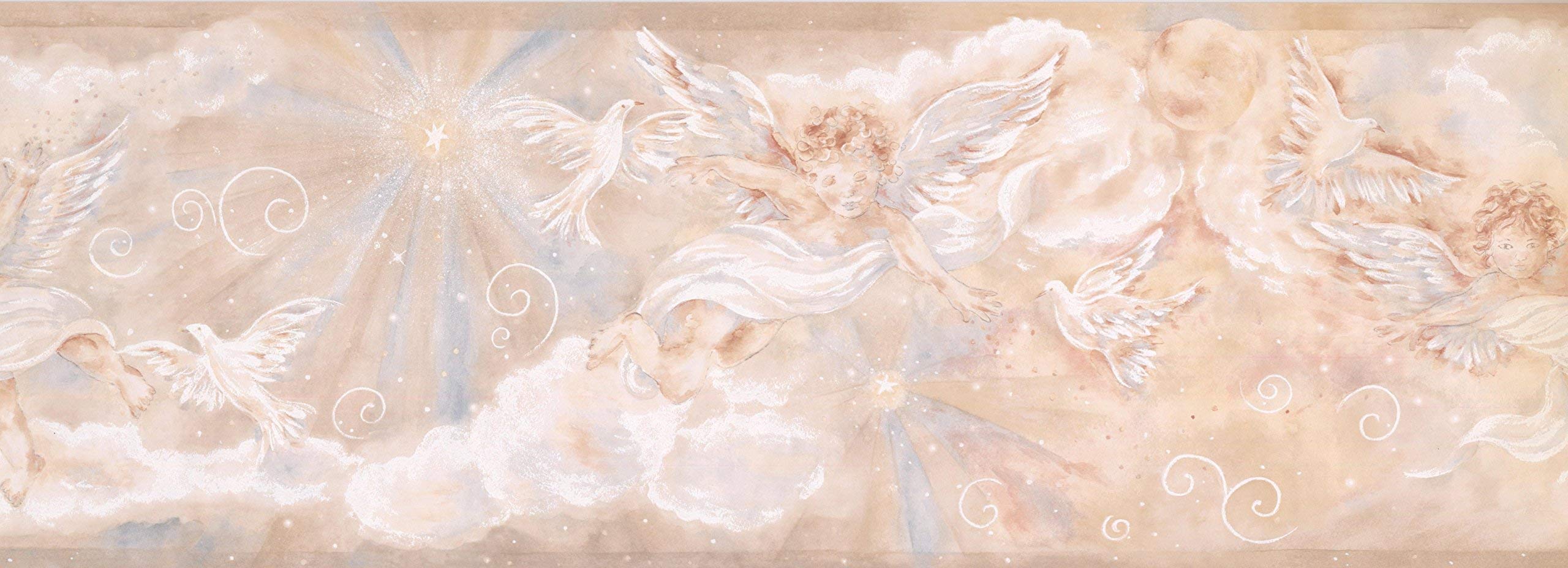 A watercolor painting of angels in the sky - Cupid