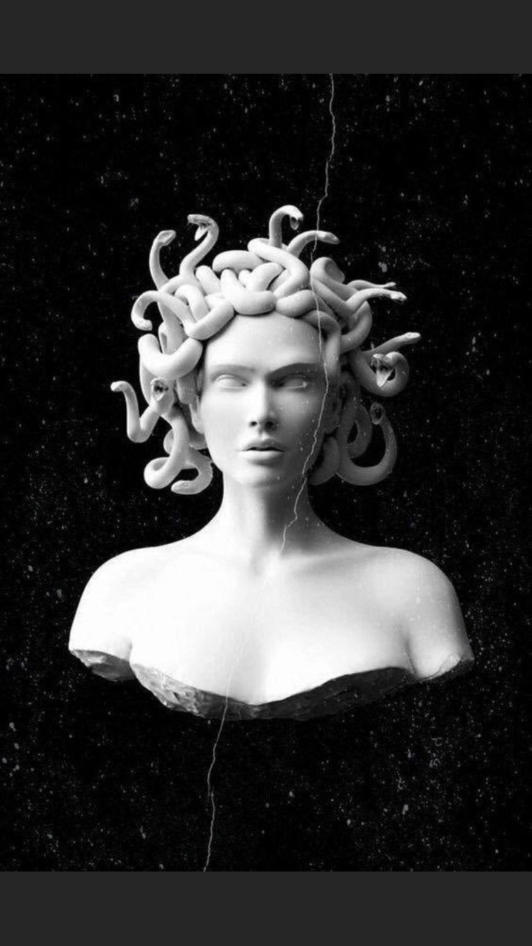 The album cover for a black and white image of medusa - Medusa