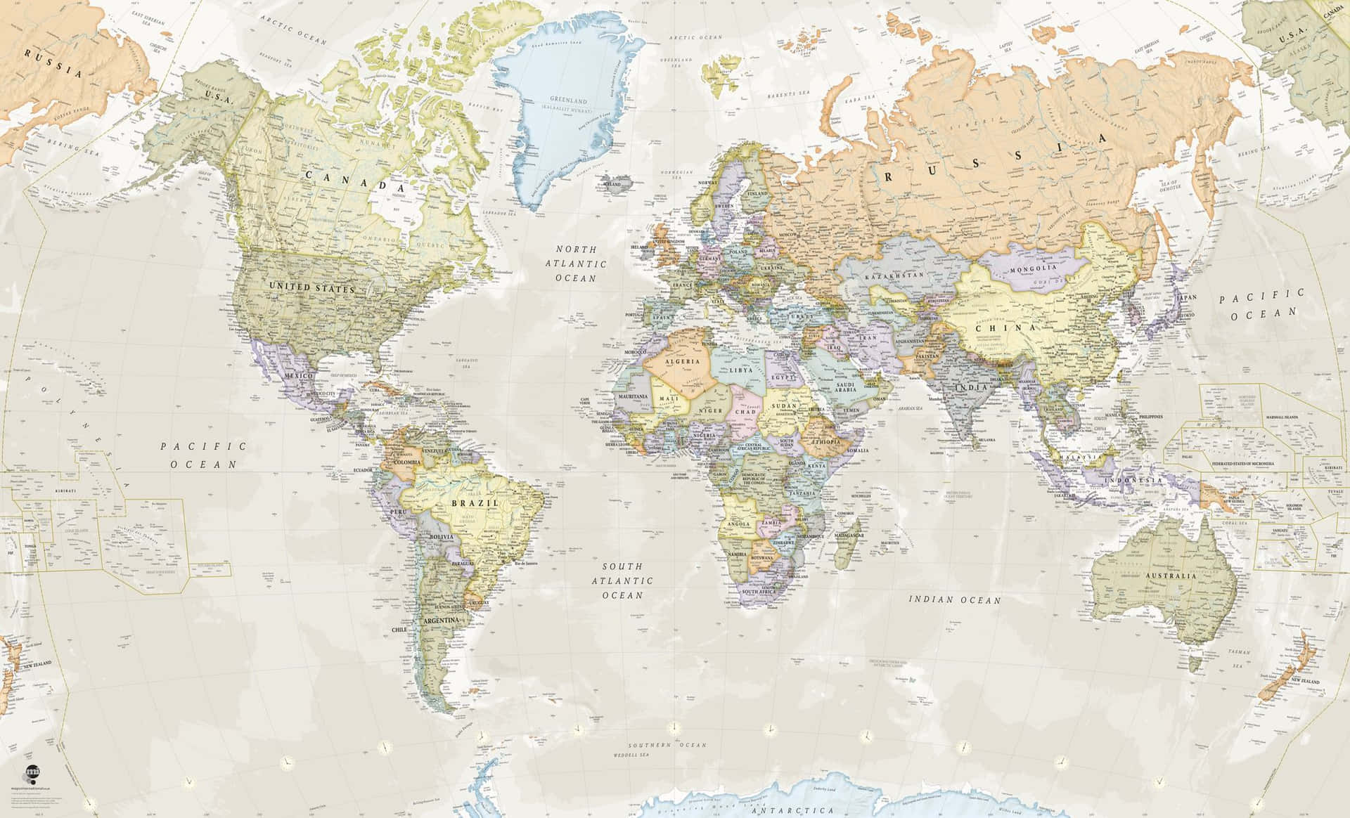 Map of the world showing the locations of all the countries in the world - Atlas