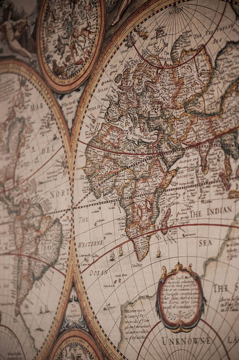 A close up of an old world map - Atlas