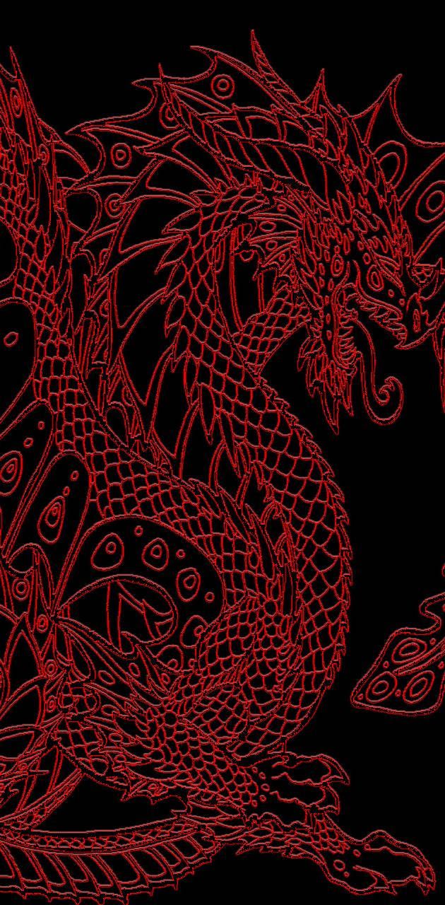 Download Fiery Chinese Black Red Dragon Wallpaper