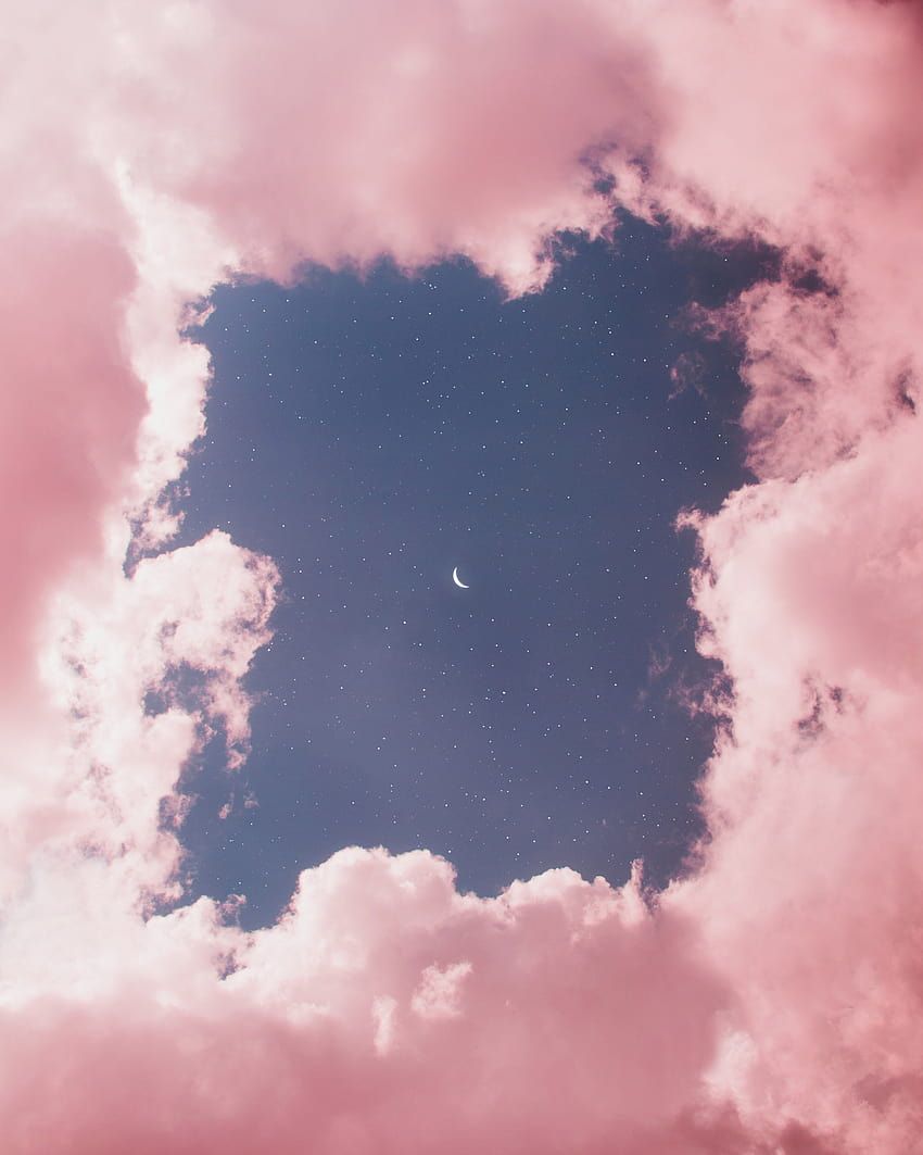A pink sky with clouds and the moon - Cupid
