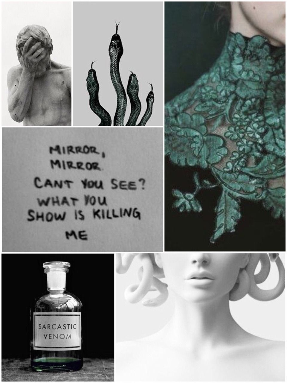 A collage of images with the words, ``miss you see what i'm killing'' - Medusa