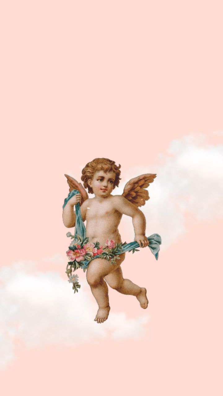 Aesthetic background with an angel - Cupid