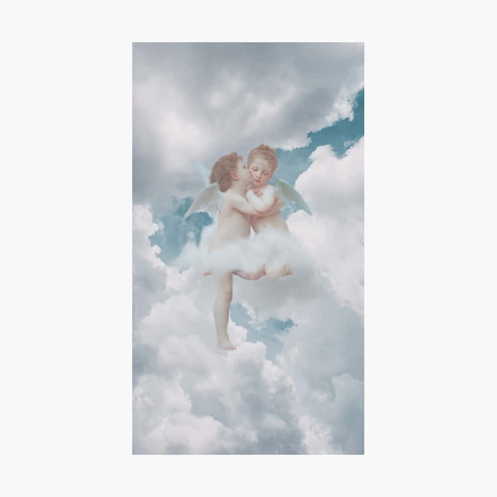Two angels in the clouds - Cupid