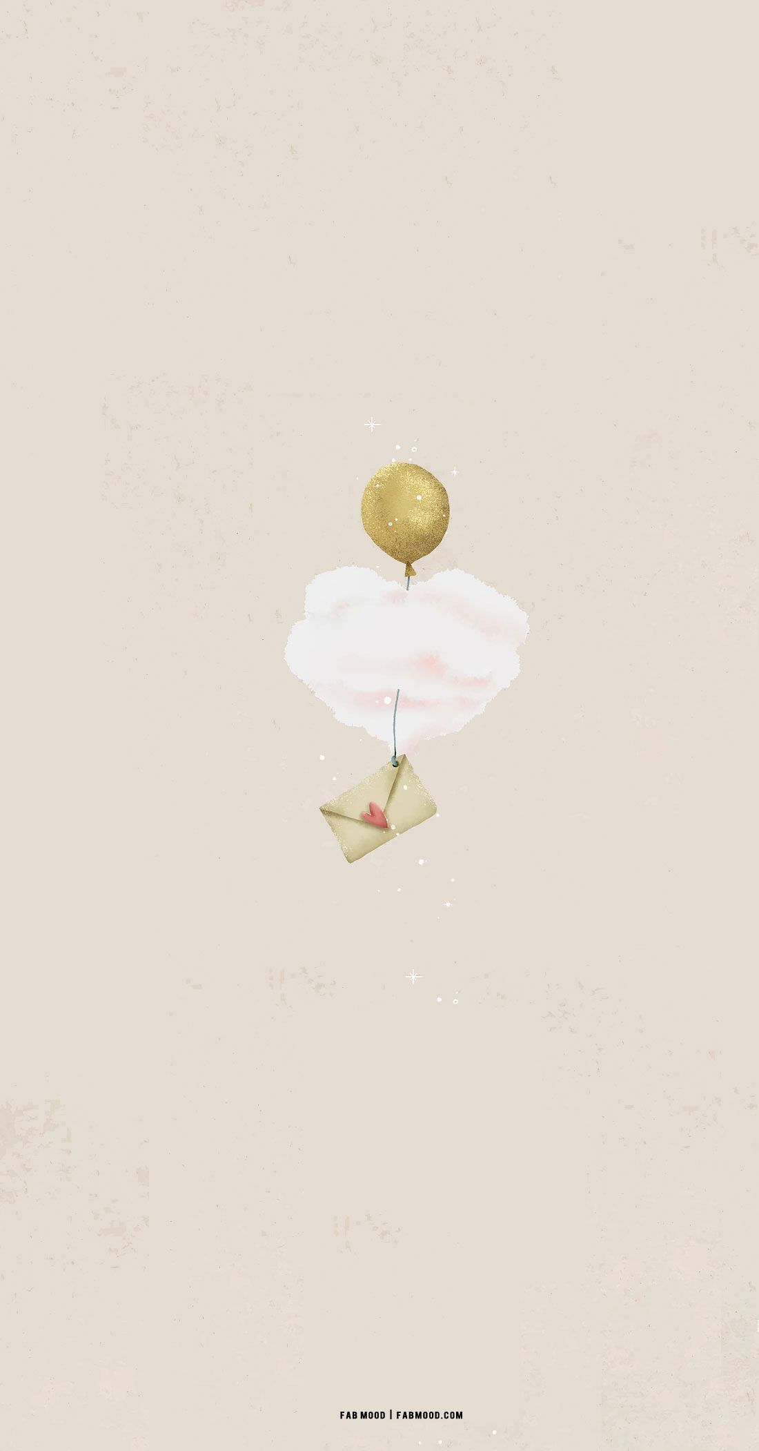 A letter and a balloon floating in the sky - Cupid, warm
