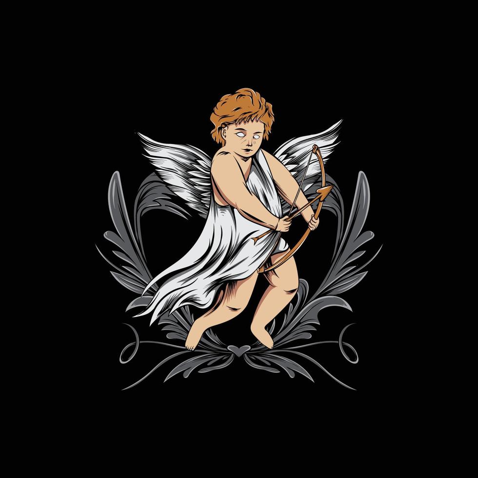 cupid illustration with ornament