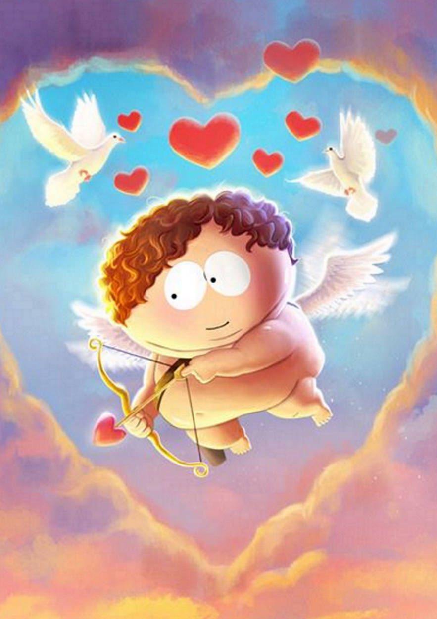A cartoon cupid with wings and arrows in the sky - Cupid