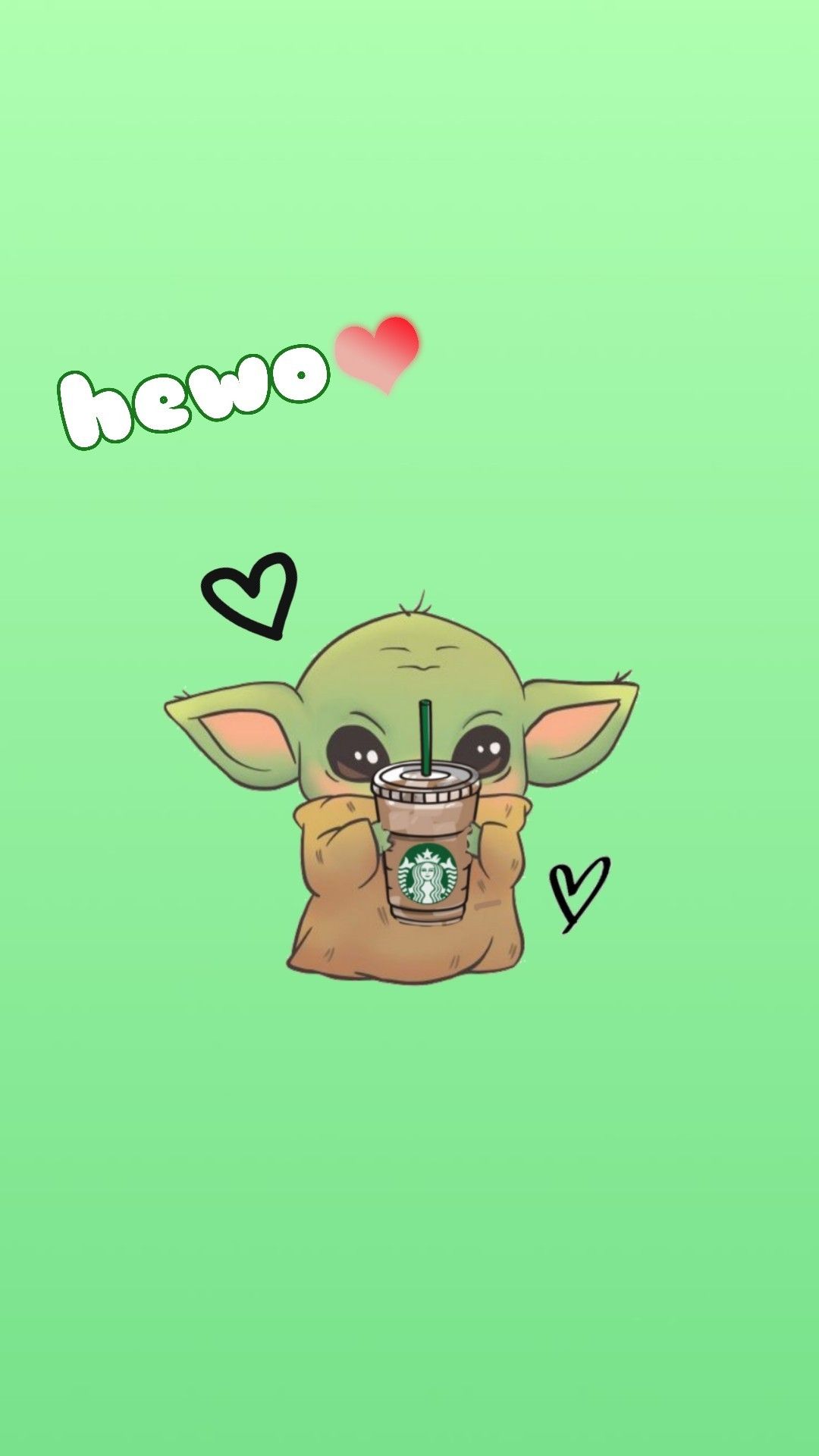 Baby yoda phone background with a Starbucks drink - Baby Yoda