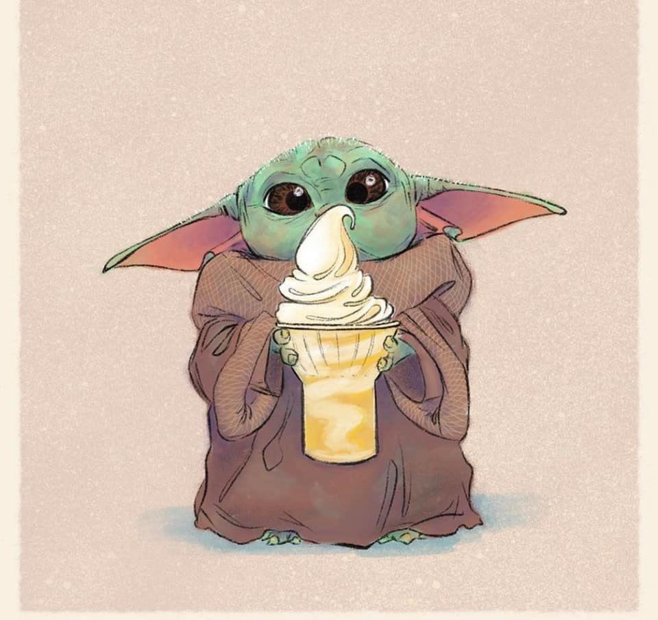 The baby yoda with ice cream - Baby Yoda