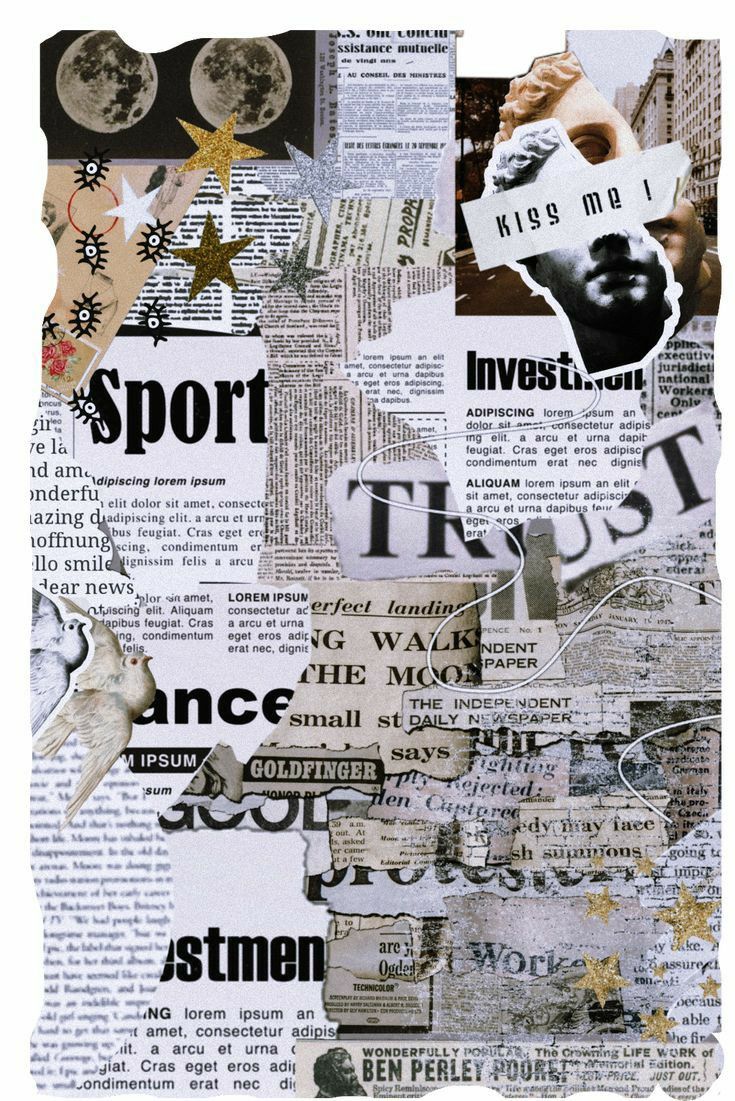 A collage of images cut out from newspapers and magazines. - Paper