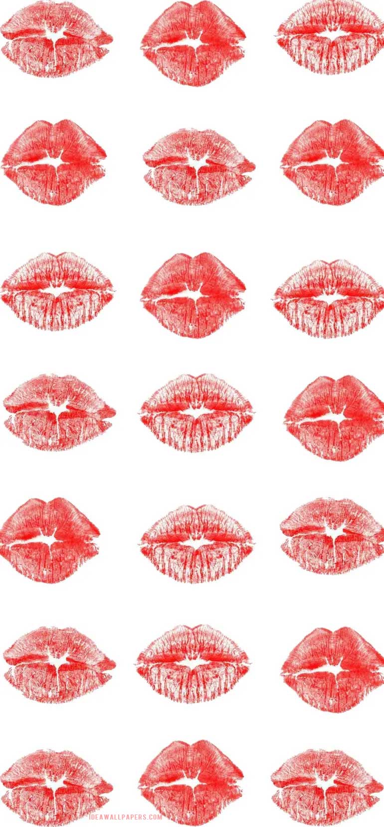 Red lip prints Wallpaper
