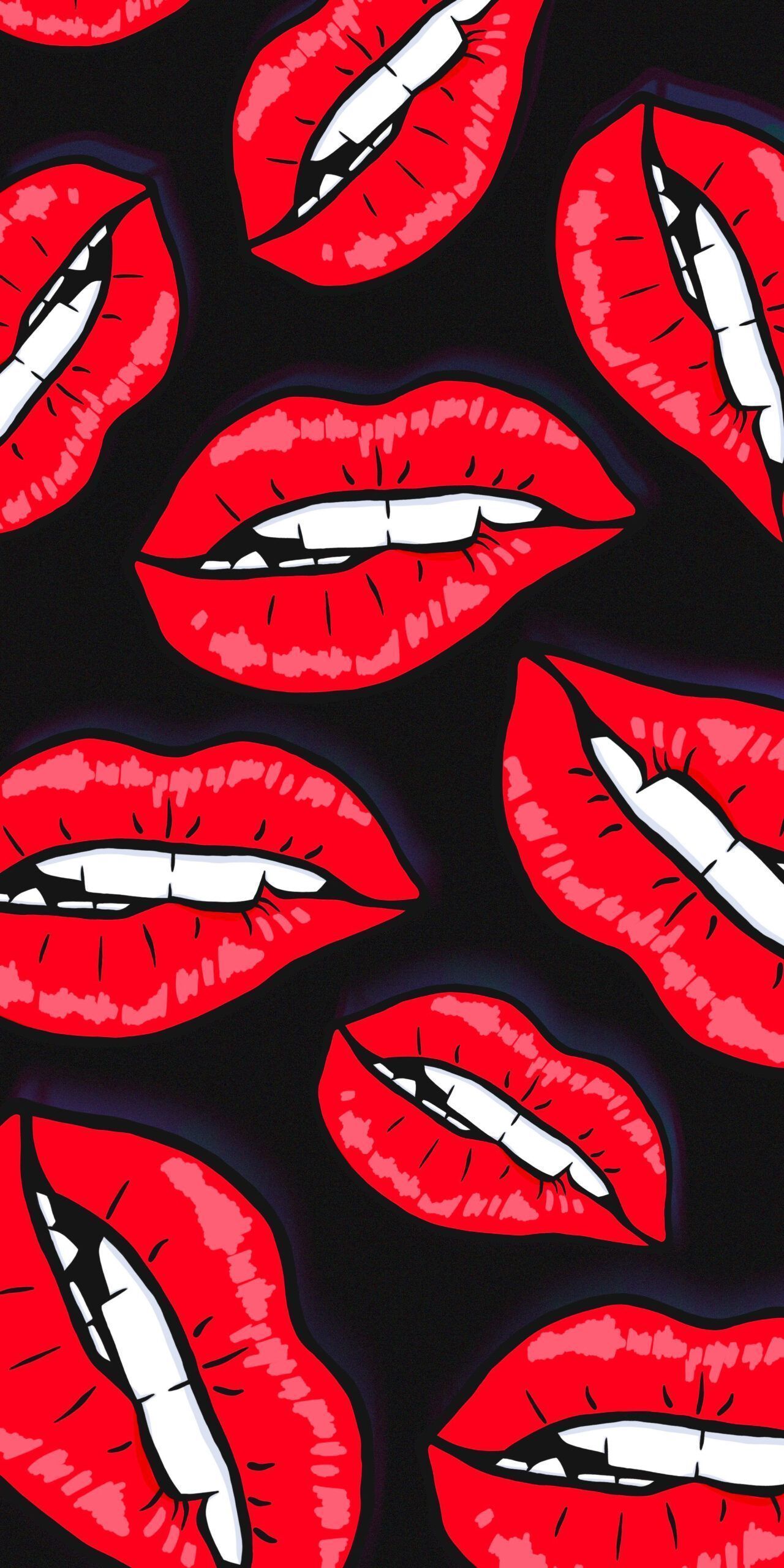 A pattern of red lips on black - Lips