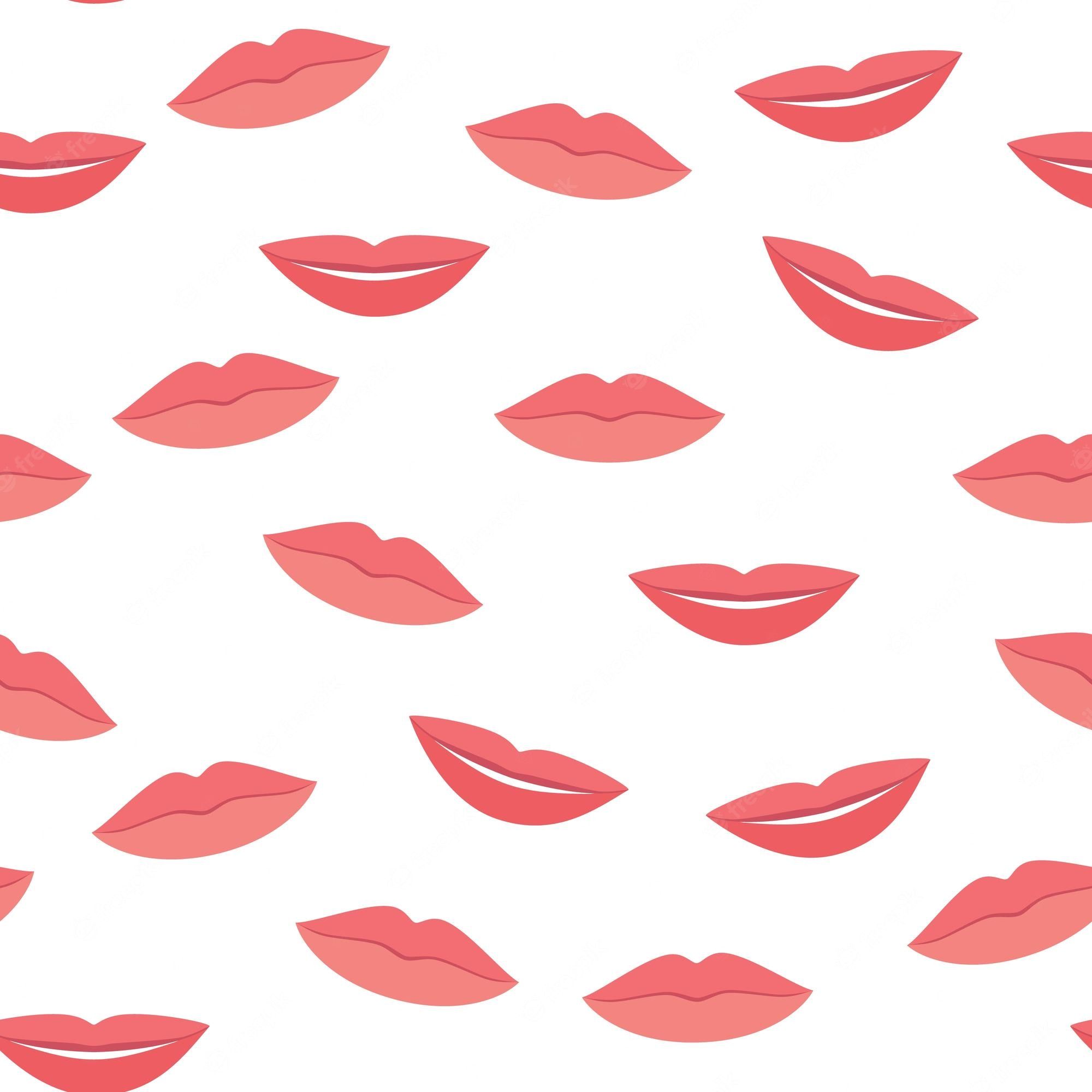 A pattern of lips on white background - Lips