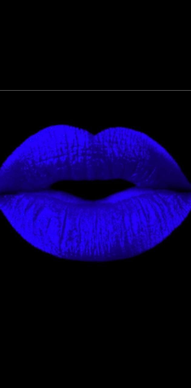 A blue lipstick on black background - Lips