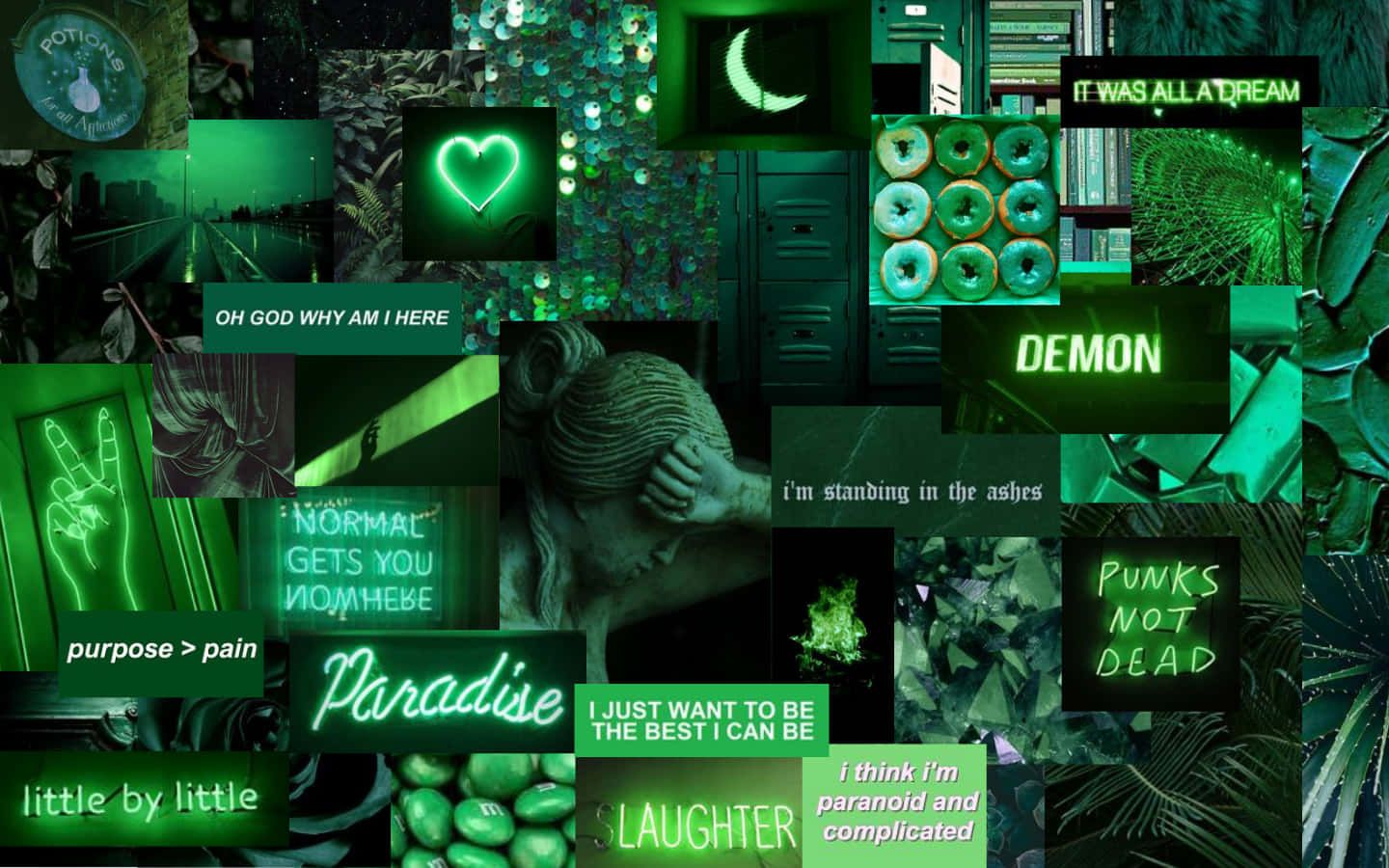Aesthetic background with a lot of green images - Green, lime green