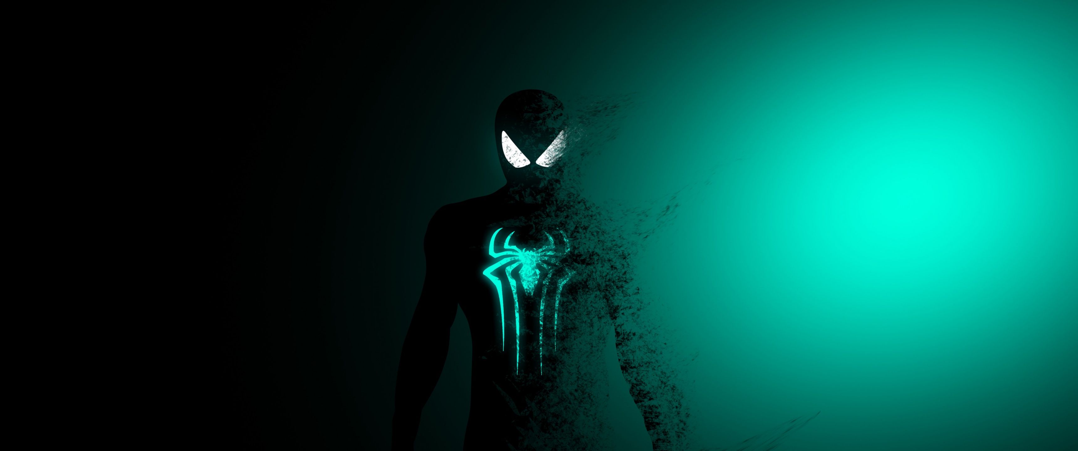 Spider Man Wallpaper 4K, Dark, Cyan, Minimal, Graphics CGI