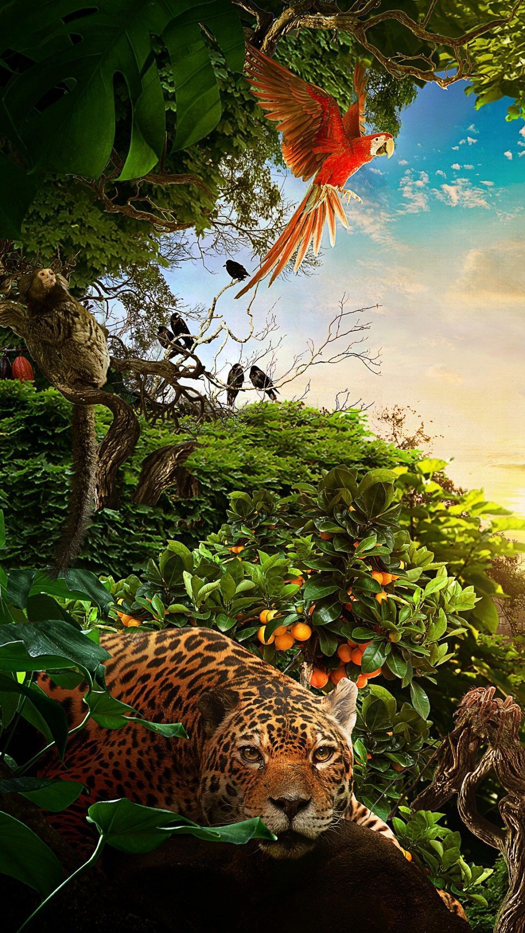 A jungle scene with animals and trees - Jungle