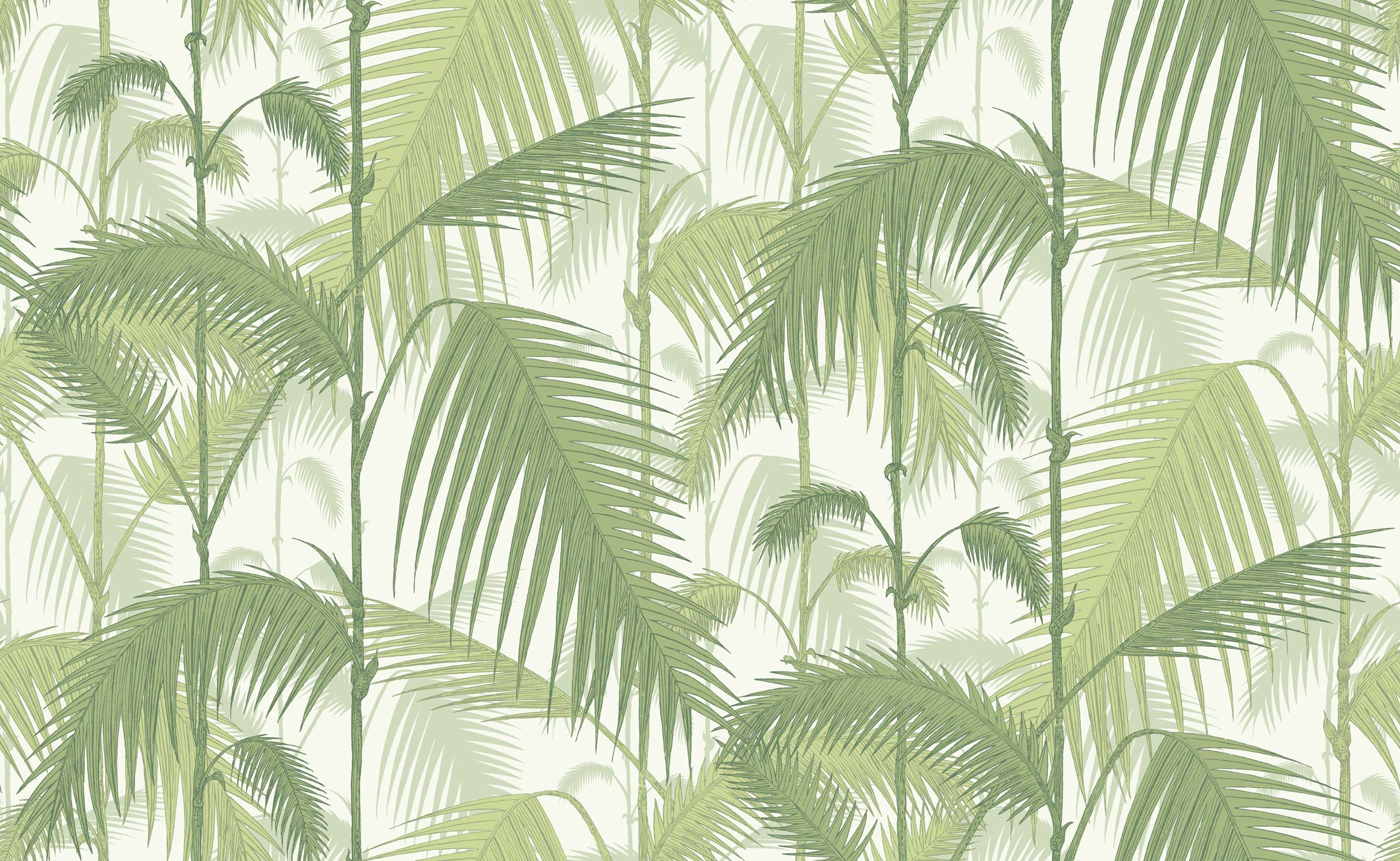 A green and white palm tree pattern - Jungle