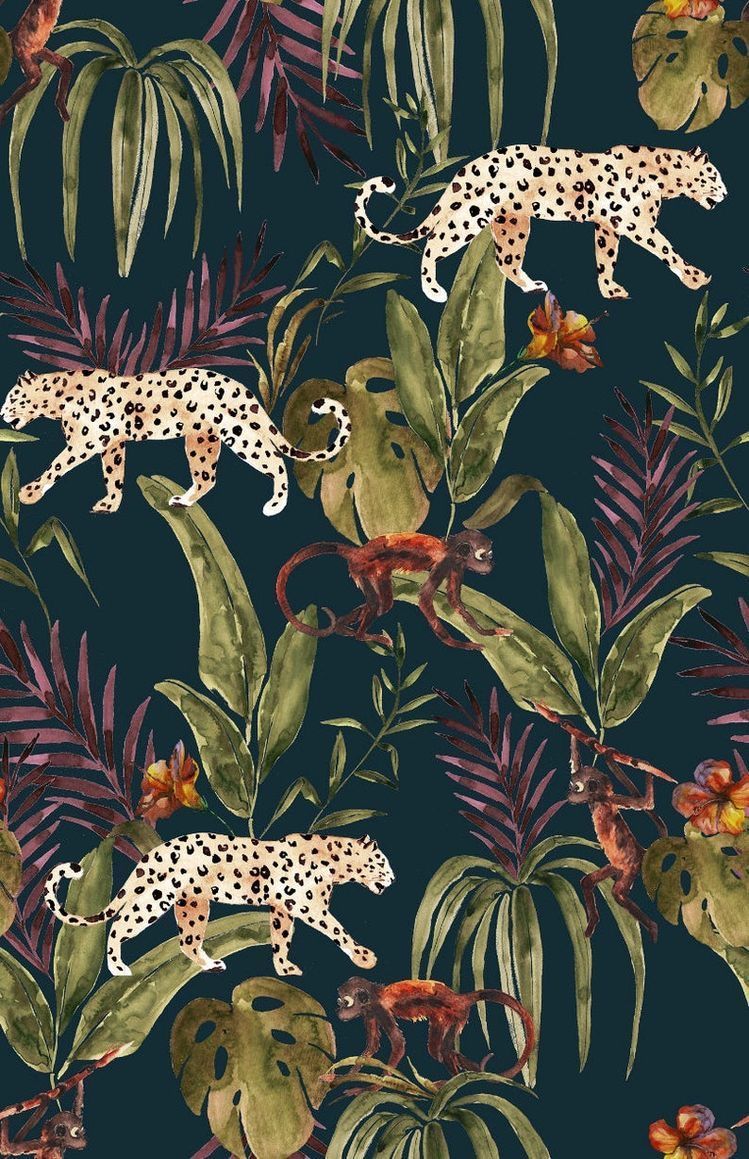 Leopard jungle background. Kunst behang, Aquarel behang, Behang