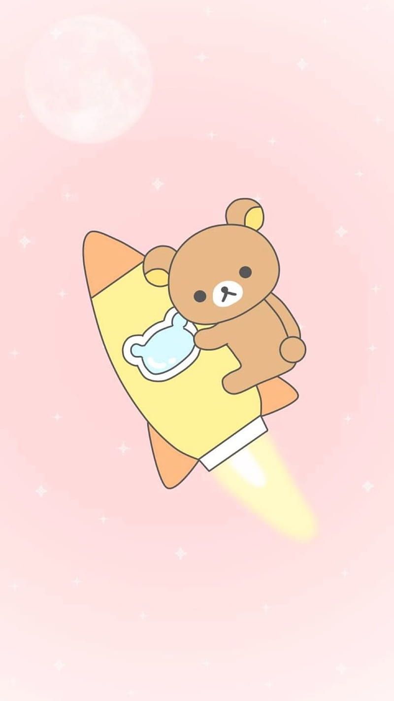 Rilakkuma Rocket, bear, kawaii, pastel, pastelgoth, sweet, teddy, HD phone wallpaper