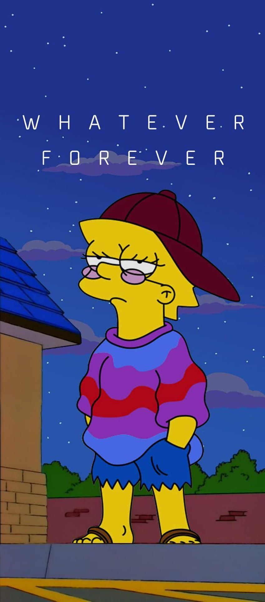 Lisa Simpson wearing a hat and sweater with the words whatever forever - Lisa Simpson, The Simpsons