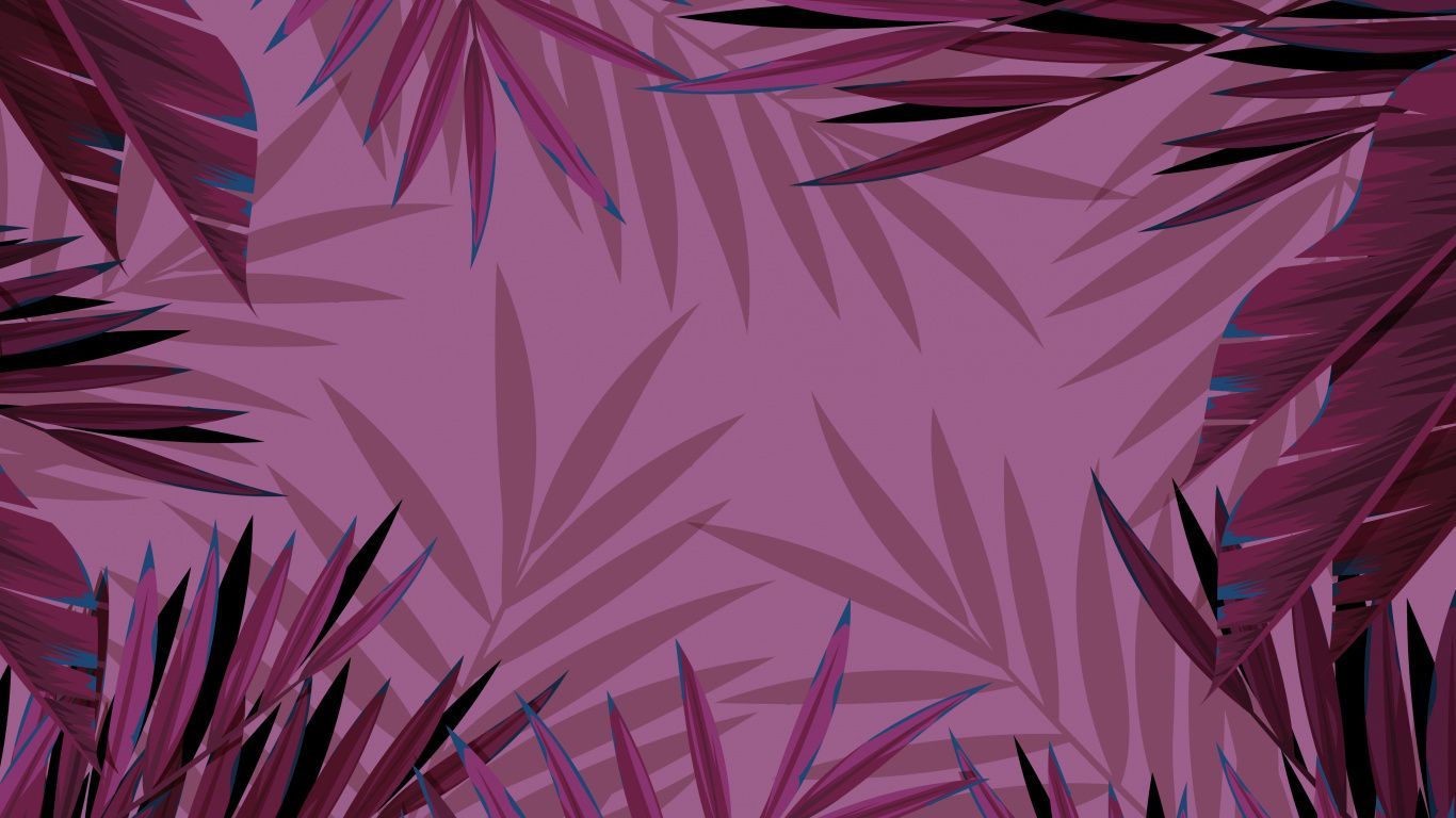 A purple and blue palm leaf background - 1366x768