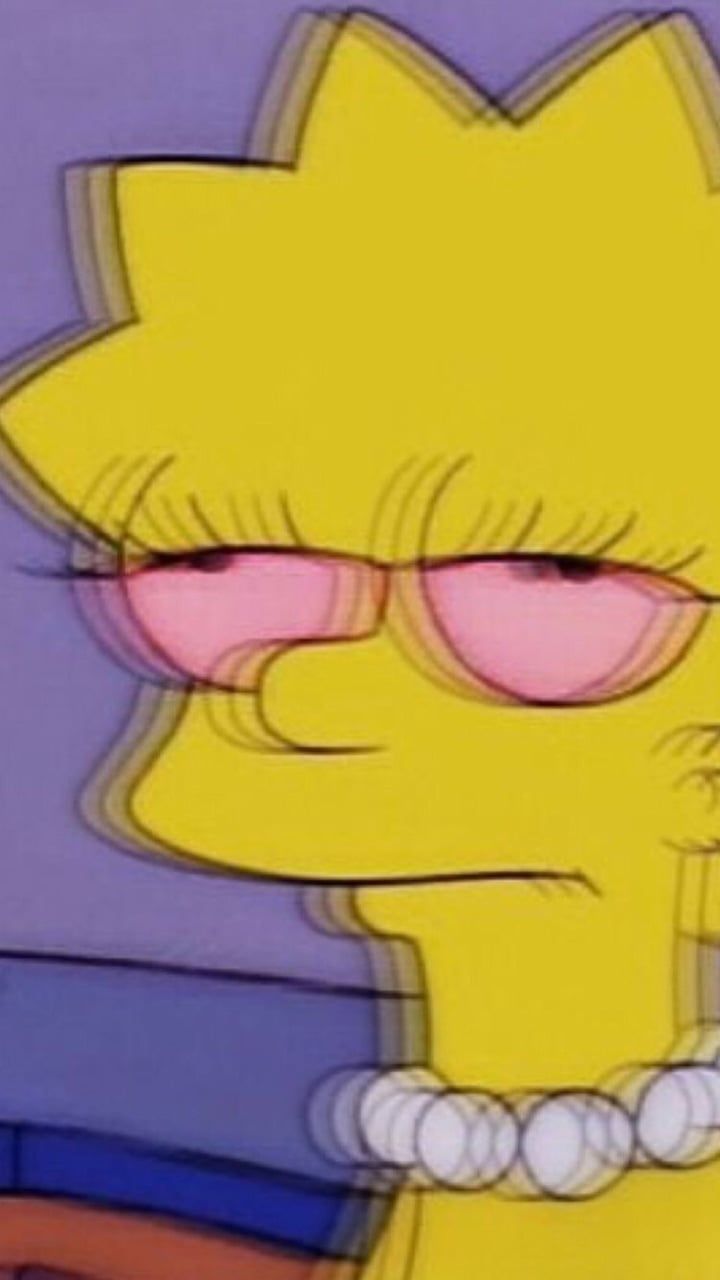 Lisa Simpson wearing sunglasses and pearls - Lisa Simpson, The Simpsons, blurry